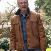 Tracker S03 Jerry Trimble Brown Jacket in brown front view with classic collar and clean stitched finish