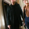 Tracker S03 Justin Hartley Black Wool Coat front view.