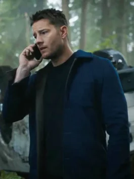 Tracker S03 Justin Hartley Blue Wool Jacket front view.