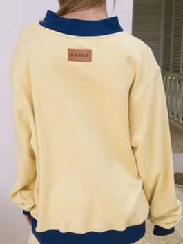 Two Tone Classic Mockneck Sweatshirt Back View