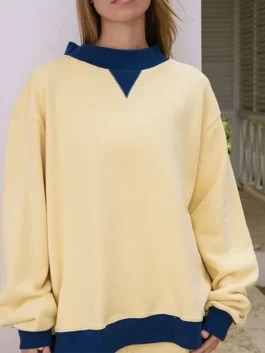 Two Tone Classic Mockneck Sweatshirt Front View