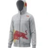 Vintage Red Bull Big Embroidered Logo Racing Hoodie front view showing hood, front structure, and sporty fit