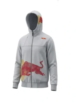 Vintage Red Bull Big Embroidered Logo Racing Hoodie front view showing hood, front structure, and sporty fit