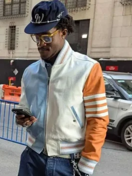 Wisdom Kaye NYC Bomber Leather Jacket with clean front styling.