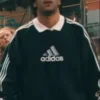 Alessandro Del Piero Sweatshirt in black with smooth polyester texture, pullover shape, and clean sportswear style