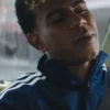 Adidas Backyard Legends Lamine Yamal Blue Jacket track edition in bold blue polyester with a stand up collar and Lamine Yamal's sharp athletic everyday silhouette.
