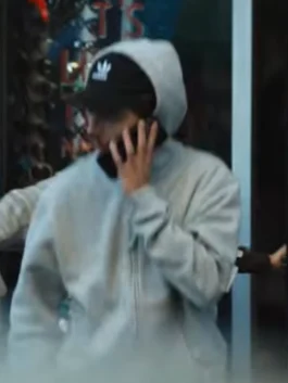Adidas Backyard Legends Timothee Chalamet Tracksuit in grey fleece with hooded zipper styling