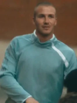 Backyard Legends David Beckham Top with blue sporty look, mock neck collar, and World Cup 2026 styling