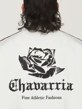 Adidas x Willy Chavarria Woven Jacket with white track style, elastic cuffs, and smooth woven texture