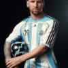 A professional Adidas x Kith Messi Football Jersey showcasing the luxury athletic silhouette and custom collaboration graphics.