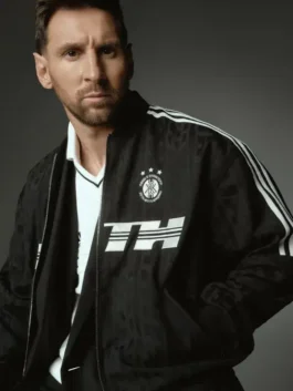 The classic layout of the Adidas x Kith Lionel Messi Bomber Jacket engineered with high density construction and a soft lining.