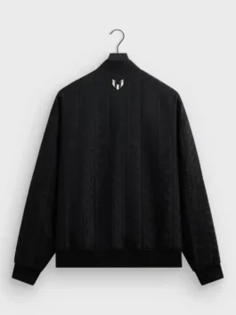 The back view of the Adidas x Kith Lionel Messi Bomber Jacket highlighting the clean jacket line and neat shoulder seams.