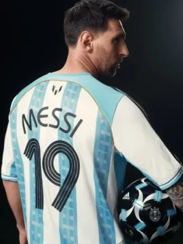 Front profile of the premium Adidas x Kith Messi Football Jersey engineered with high grade performance materials.