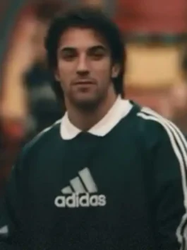 Alessandro Del Piero Sweatshirt with black oversized styling, shirt collar, and smooth retro athletic finish