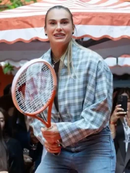 Roland Garros Aryna Sabalenka Jacket in cropped checkered style with refined tennis event appeal