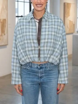 Roland Garros Aryna Sabalenka Jacket for women with checkered pattern, cropped fit, and smart party style