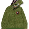 Bape 30th Anniversary Shark Camo Hoodie with fleece fabric, shark camo design, and zip-up streetwear fit