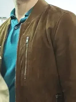 Berlin Pedro Alonso Brown Jacket in brown suede leather with ribbed cuffs, hem, and modern casual fit