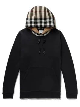 Burberry Hoodie with beige fleece finish, soft lining, hooded collar, pullover closure, and kangaroo pocket