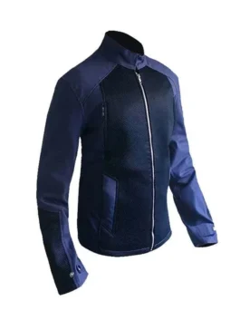 Captain America The Winter Solider Steve Roger Jacket in blue cotton with erect collar and zipper closure