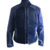 Captain America The Winter Solider Steve Roger Jacket with blue cotton body, viscose lining, and snap tab cuffs
