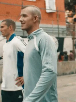 Backyard Legends David Beckham Top in blue polyester with mock neck style and clean training look