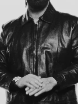 National Treasures Drake Leather Jacket in black leather with shirt collar and clean zip-front style