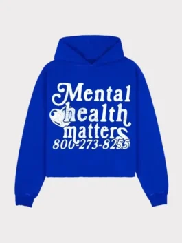 Mental Health Matters Hoodie in blue with soft hoodie styling, awareness graphic, and relaxed streetwear fit
