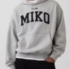 Gap Young Miko Heavyweight Logo Hoodie with grey fleece texture, pullover shape, and casual streetwear style