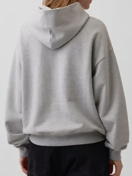 Gap Young Miko Heavyweight Logo Hoodie back view with grey fleece finish and clean hooded rear shape