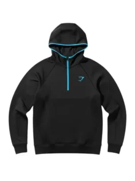 Gymshark Onyx 5.0 Seamless Hoodie with sleek fabric, half zip front, hooded collar, and gym-ready fit