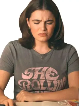 Hannah Wells Off Campus Grey T Shirt with grey fabric texture, full sleeves, and clean everyday fit