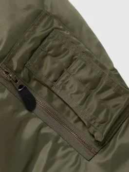 Pokemon x Human Made Satin Bomber Jacket in olive satin with ribbed collar and casual bomber style