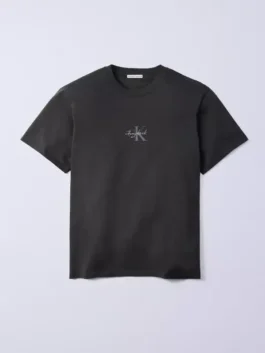 Jung Kook Calvin Klein Monogram T Shirt in black with round neck collar and simple casual fit