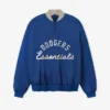 LA Dodgers Essentials Half Zip Jacket in blue with ribbed cuffs, ribbed hem, and clean half zip finish