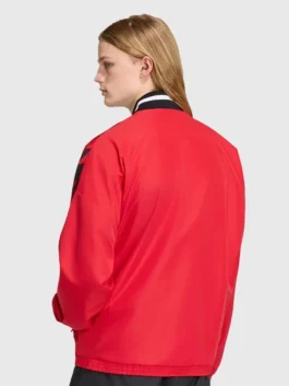 United x Adidas Stadium Track Jacket back view with white polyester fabric and smooth rear styling