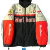 Marlboro 90s Ferrari Vintage Jacket in multicolor design with zipper front, waist pockets, and stand collar