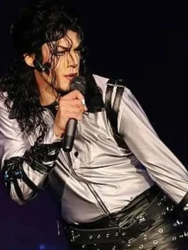 Michael Jackson Silver Bad Era Jacket with silver satin finish, structured collar, and iconic stagewear look