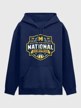 A stylish Michigan 2026 National Champions Hoodie made from high quality fleece fabric with full length sleeves.