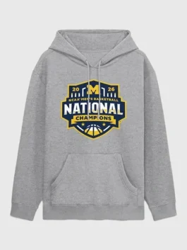 Front profile of the Michigan 2026 National Champions Hoodie showing the clean pullover style and premium graphics.