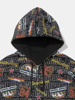 Supreme Denver Nuggets Black Hoodie in black fleece with hooded collar, zipper front, and clean print detail