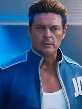 Mortal Kombat 2 Karl Urban Blue Jacket with blue leather finish, clean front shape, and fitted screen style
