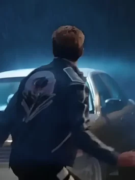 Mortal Kombat 2 Karl Urban Blue Jacket back view with blue leather texture and clean rear panel styling