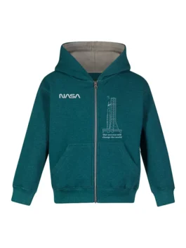 NASA ARTEMIS Launch System Youth Jacket with worm logo detail, fleece fabric, zipper front, and hooded design