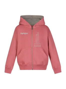 NASA ARTEMIS Launch System Youth Jacket front view with fleece body, worm logo detail, and hooded fit
