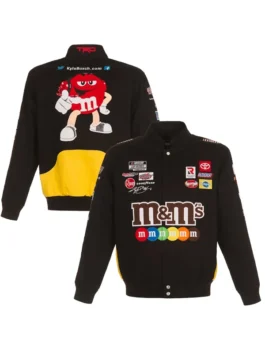 The updated 2026 season layout of the Nascar Kyle Busch JH Design Black Jacket.