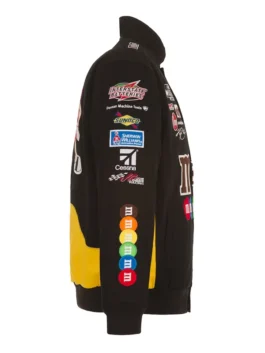 The right profile perspective of the black Nascar Kyle Busch JH Design Black Jacket.