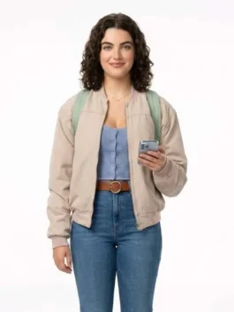 Shop The Hannah Wells 2026 TV Series Off Campus Ella Bright Bomber Jacket
