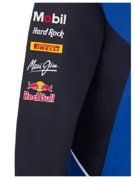 Oracle Red Bull Racing Rain Jacket sleeve close up with Mobil Hard Rock Pirelli and Red Bull logos
