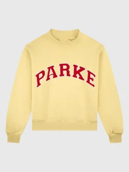 Summerland Varsity Mockneck Sweatshirt with soft fleece texture, varsity front detail, and relaxed fit